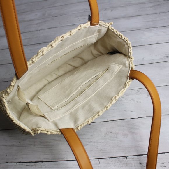 Straw + Seashell Straw Bag - Etsy Massini Women\'s Straw Shoulder Bag Handbag Natural Seashell